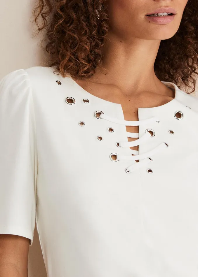Women Phase Eight Tops and TShirts Kailee Eyelet Top Ivory