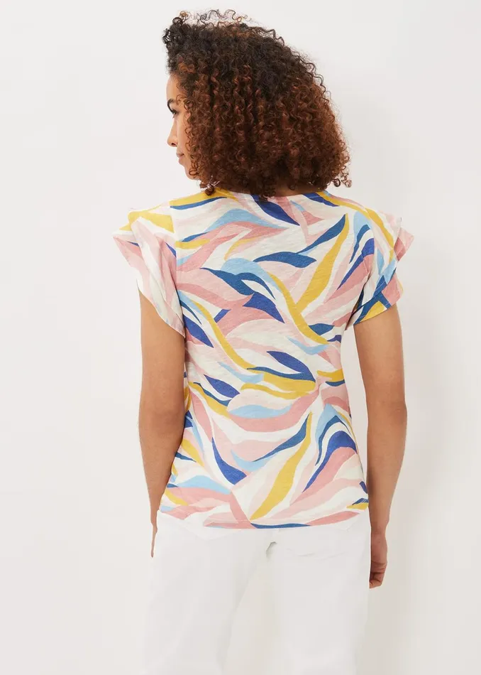 Women Phase Eight Tops and TShirts Kali Linen Multi Print Top Multicoloured