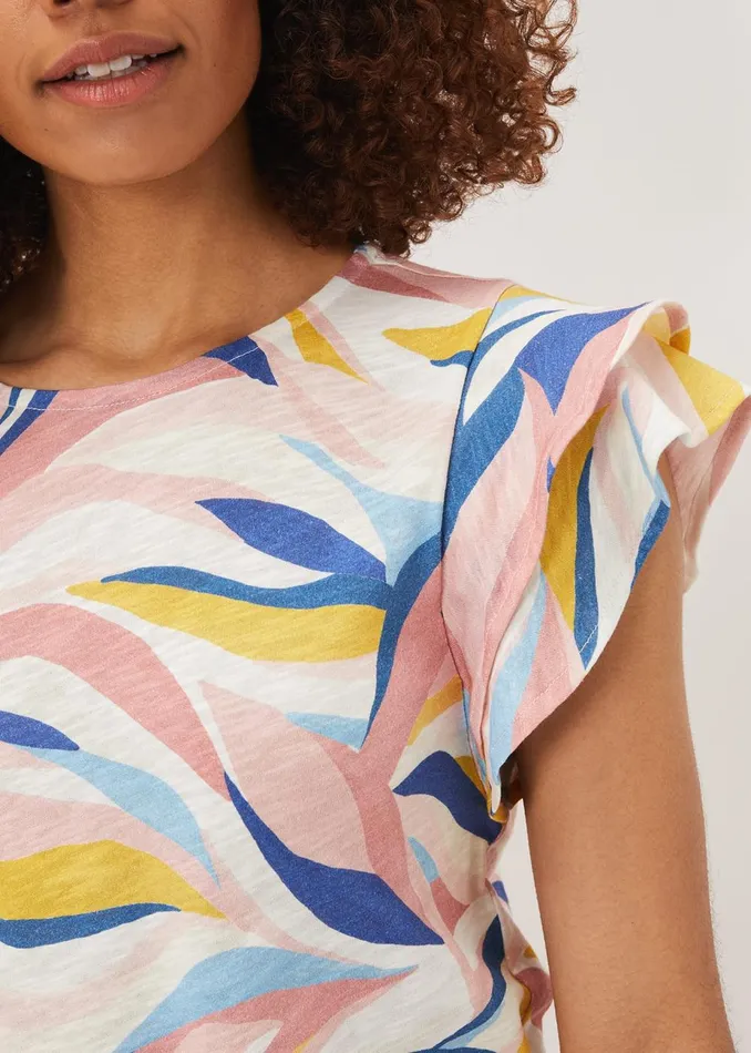 Women Phase Eight Tops and TShirts Kali Linen Multi Print Top Multicoloured