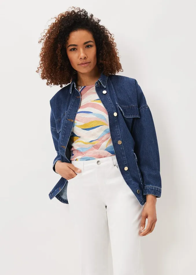Women Phase Eight Tops and TShirts Kali Linen Multi Print Top Multicoloured