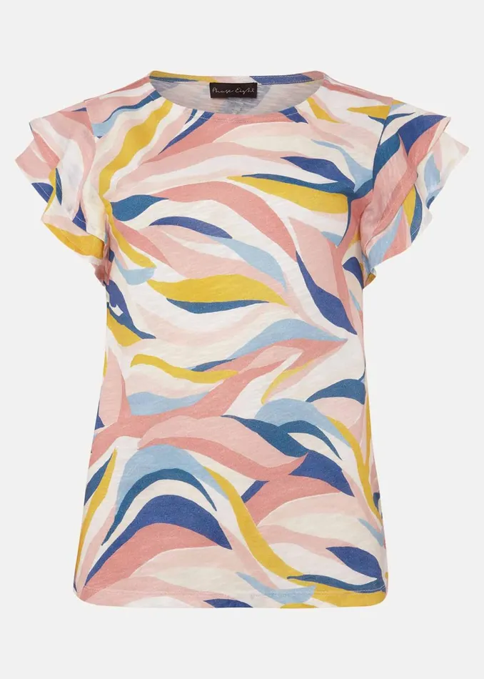 Women Phase Eight Tops and TShirts Kali Linen Multi Print Top Multicoloured
