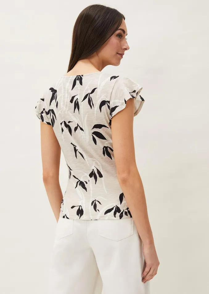 Women Phase Eight Tops and TShirts Keeley Floral Wrap Top Stone
