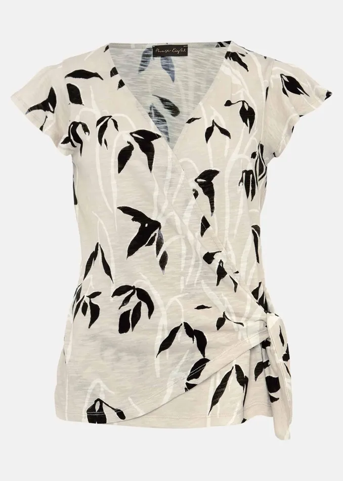 Women Phase Eight Tops and TShirts Keeley Floral Wrap Top Stone