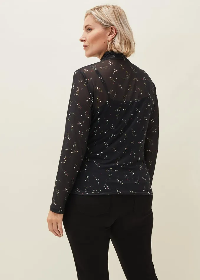 Women Phase Eight Tops and TShirts Kelby Floral Mesh Top Black