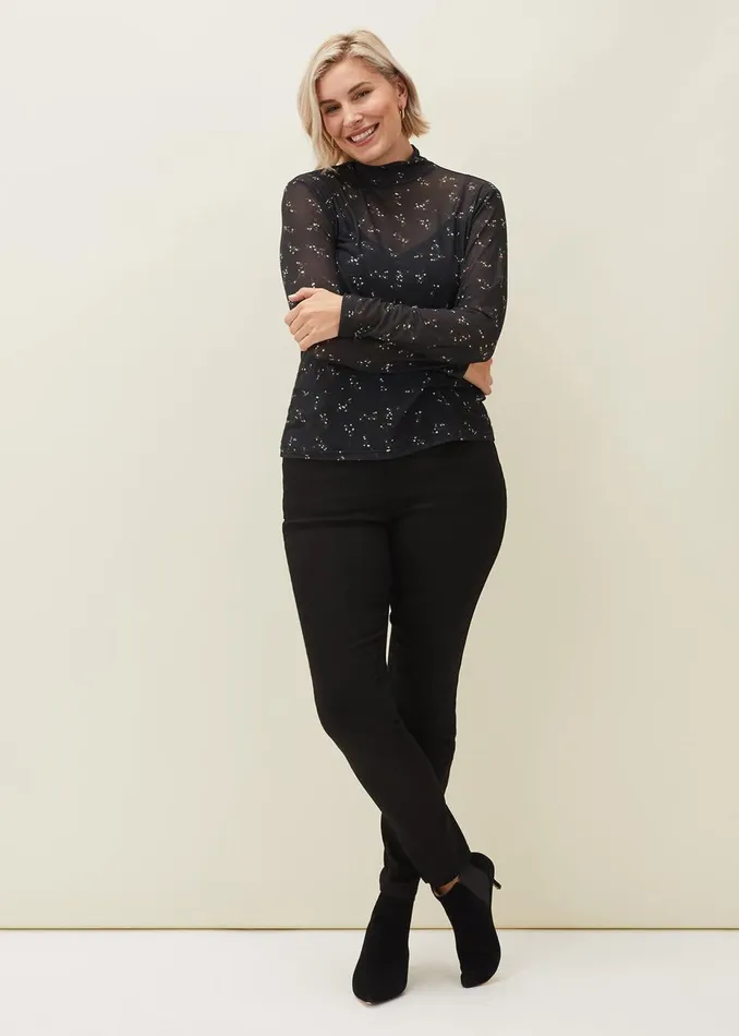 Women Phase Eight Tops and TShirts Kelby Floral Mesh Top Black