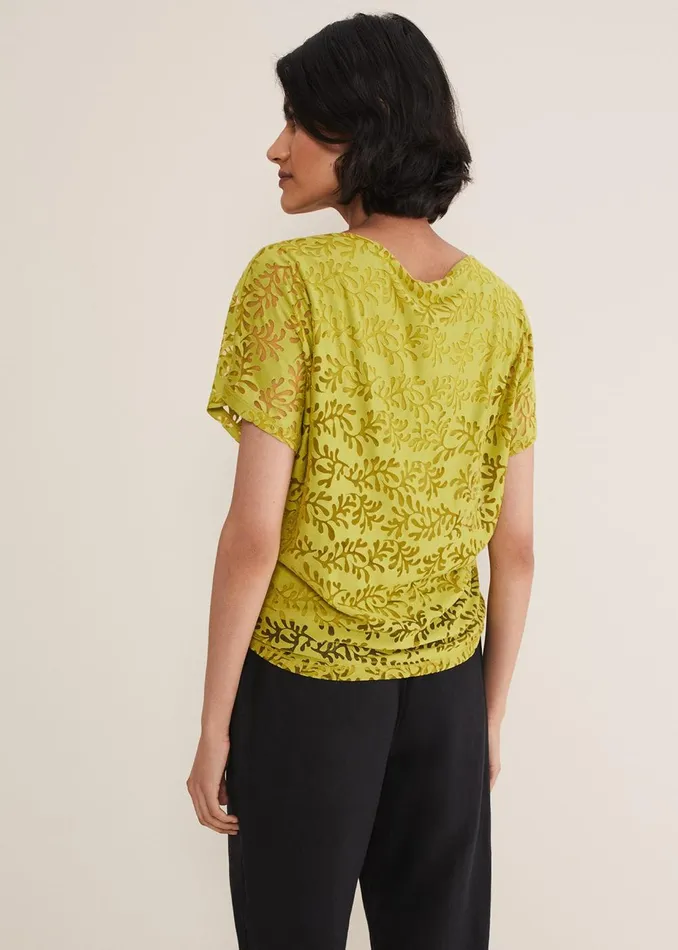 Women Phase Eight Tops and TShirts Kirstin Leaf Burnout Top Olive