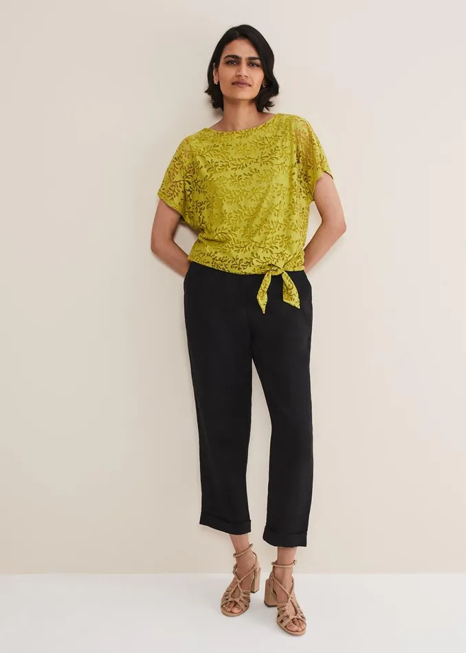 Women Phase Eight Tops and TShirts Kirstin Leaf Burnout Top Olive