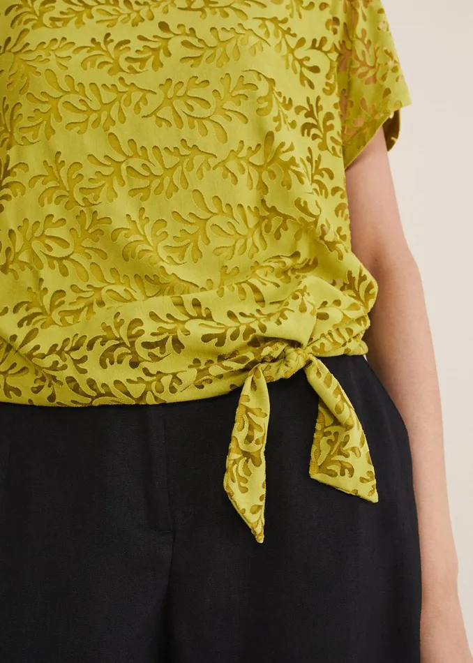 Women Phase Eight Tops and TShirts Kirstin Leaf Burnout Top Olive