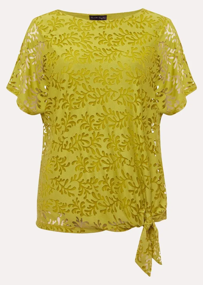 Women Phase Eight Tops and TShirts Kirstin Leaf Burnout Top Olive