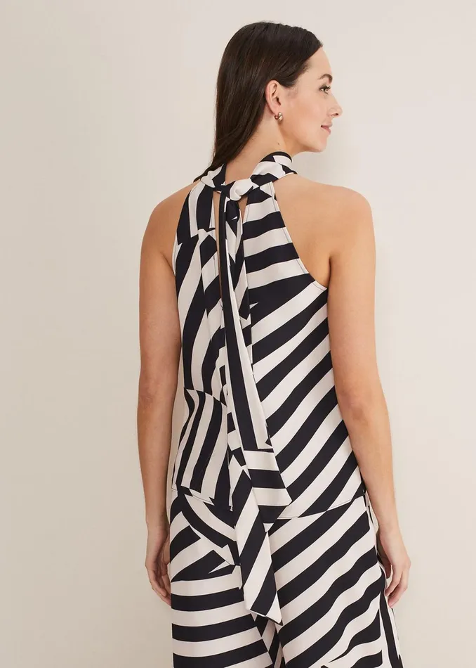 Women Phase Eight Tops and TShirts Lana Striped Halter Neck Top Blackpink