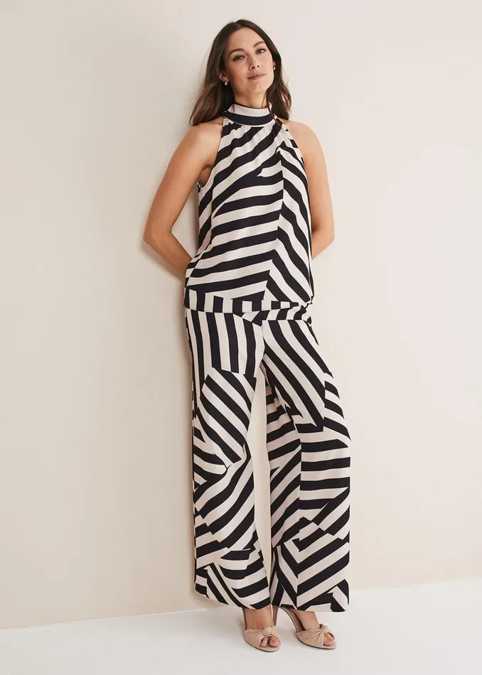 Women Phase Eight Tops and TShirts Lana Striped Halter Neck Top Blackpink