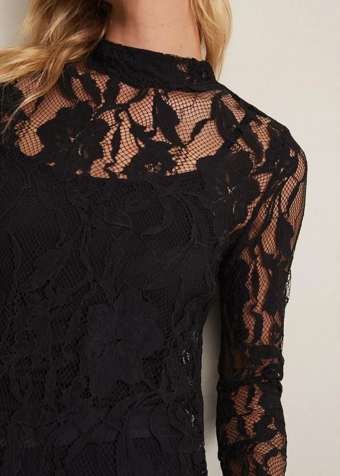 Women Phase Eight Tops and TShirts Lara Black Lace Top Black