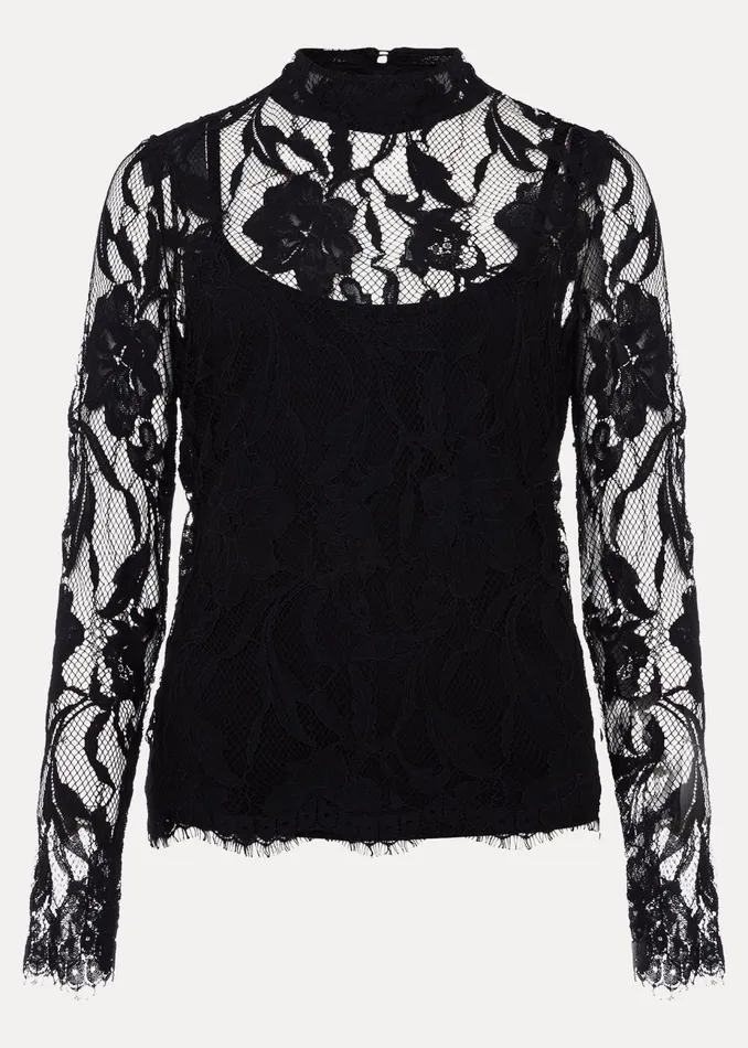 Women Phase Eight Tops and TShirts Lara Black Lace Top Black