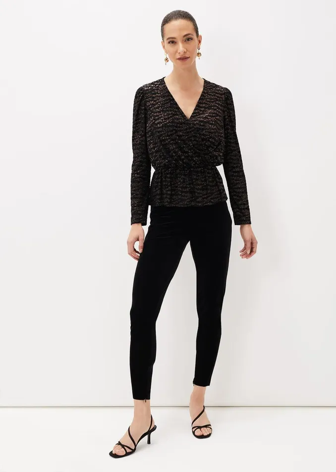 Women Phase Eight Tops and TShirts Lauren Animal Burnout Texture Top Black