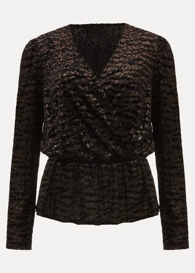 Women Phase Eight Tops and TShirts Lauren Animal Burnout Texture Top Black