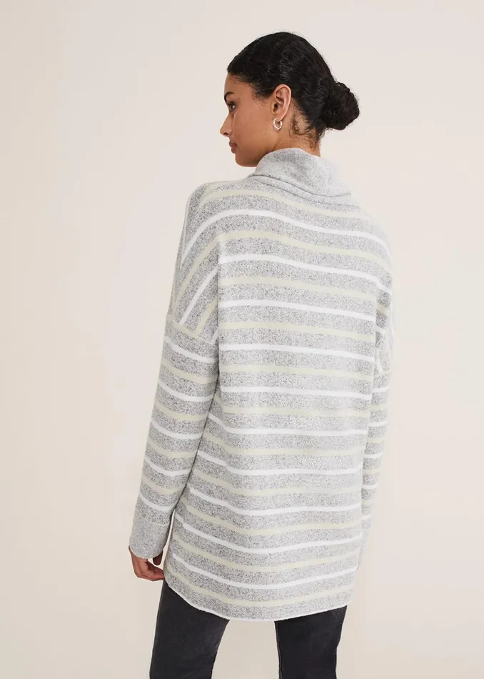 Women Phase Eight Tops and TShirts Leya Stripe Snuggle Top Grey Multi