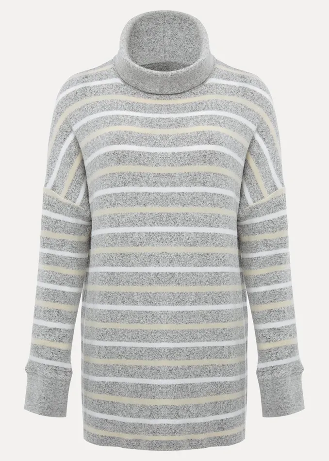 Women Phase Eight Tops and TShirts Leya Stripe Snuggle Top Grey Multi