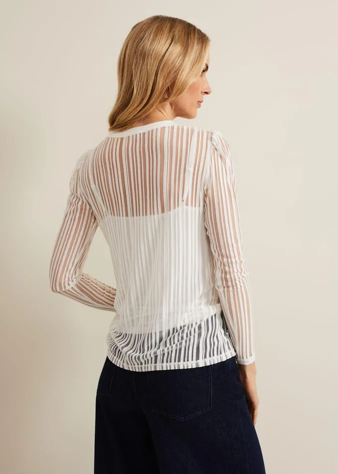 Women Phase Eight Tops and TShirts Loraine Linear Burnout Top Ivory