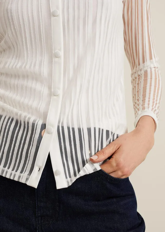 Women Phase Eight Tops and TShirts Loraine Linear Burnout Top Ivory