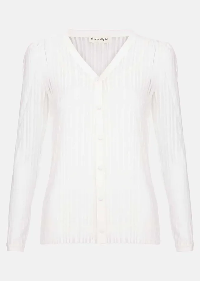 Women Phase Eight Tops and TShirts Loraine Linear Burnout Top Ivory