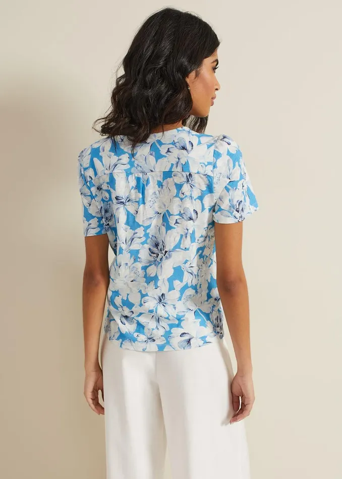 Women Phase Eight Tops and TShirts Lorenna Floral Print Top Blue