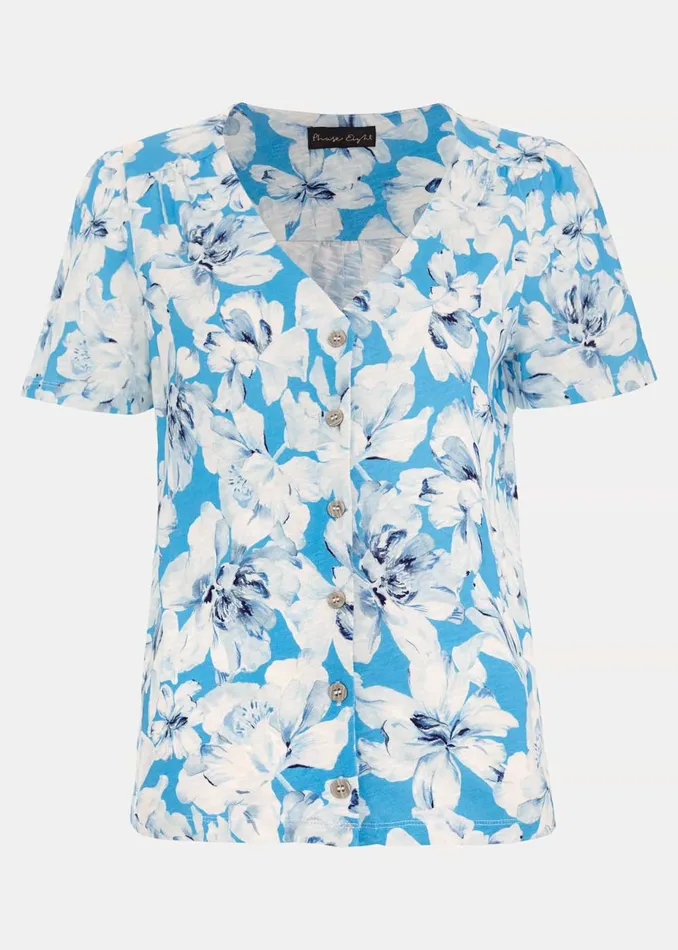 Women Phase Eight Tops and TShirts Lorenna Floral Print Top Blue