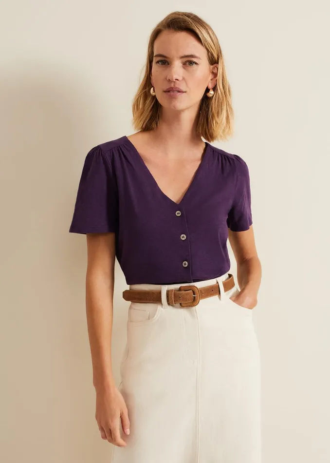 Women Phase Eight Tops and TShirts Lorenna Jersey Top Purple