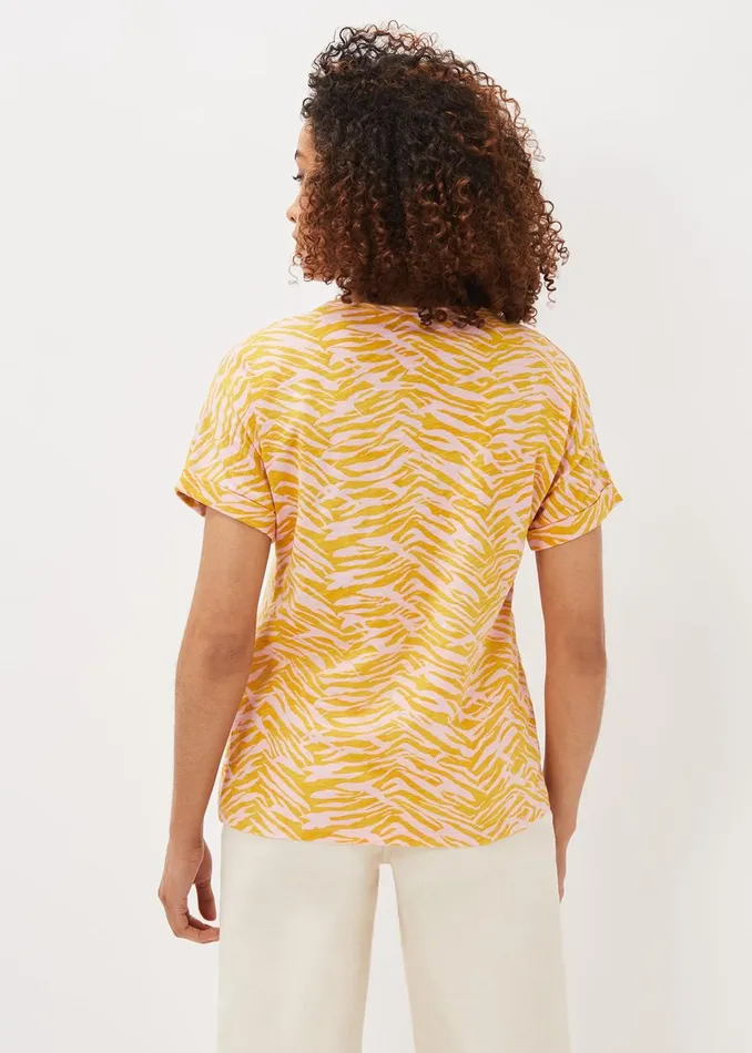 Women Phase Eight Tops and TShirts Lucille Cotton Zebra Print Top Ochrepink