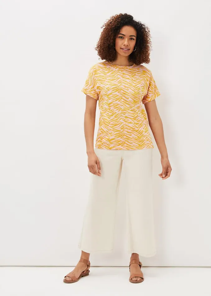 Women Phase Eight Tops and TShirts Lucille Cotton Zebra Print Top Ochrepink