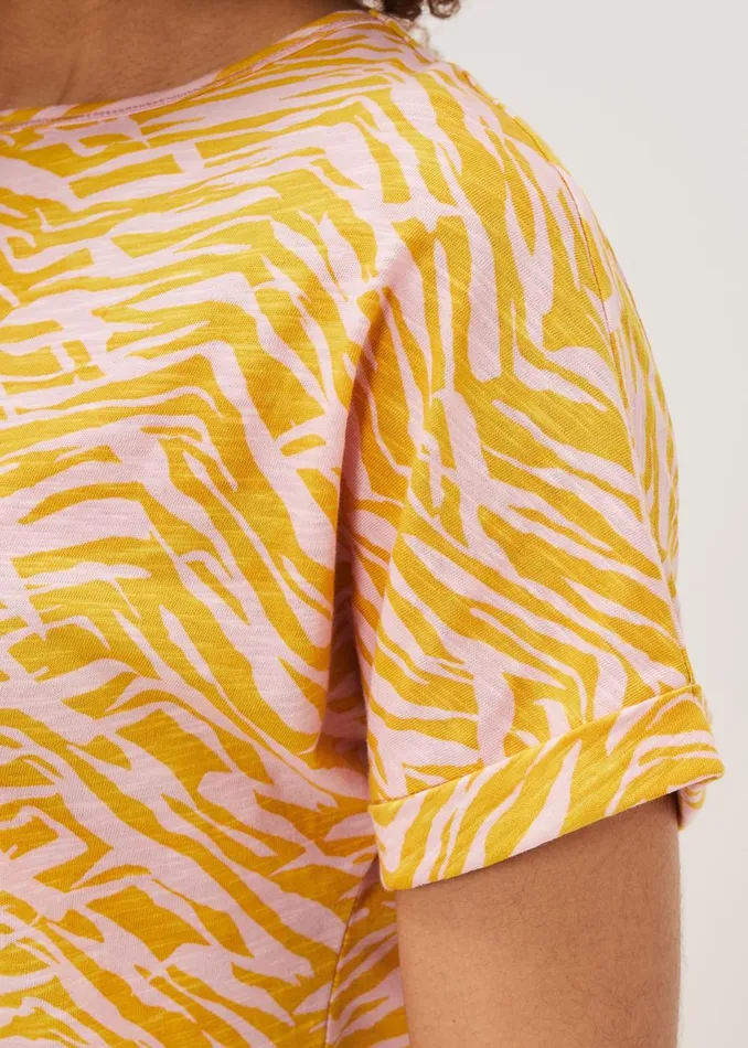 Women Phase Eight Tops and TShirts Lucille Cotton Zebra Print Top Ochrepink