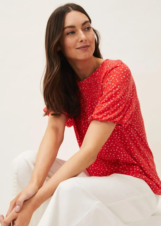 Women Phase Eight Tops and TShirts Mia Ditsy Print Top Red
