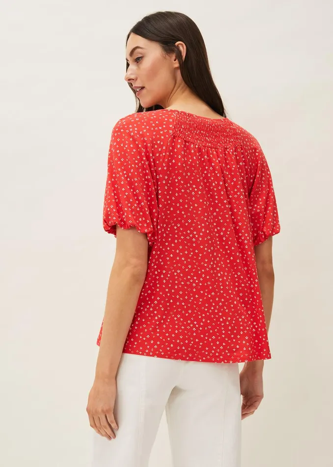 Women Phase Eight Tops and TShirts Mia Ditsy Print Top Red