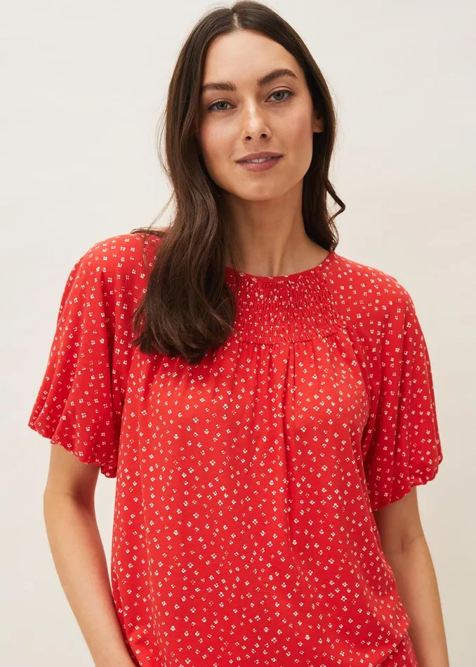 Women Phase Eight Tops and TShirts Mia Ditsy Print Top Red