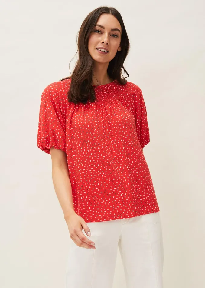 Women Phase Eight Tops and TShirts Mia Ditsy Print Top Red