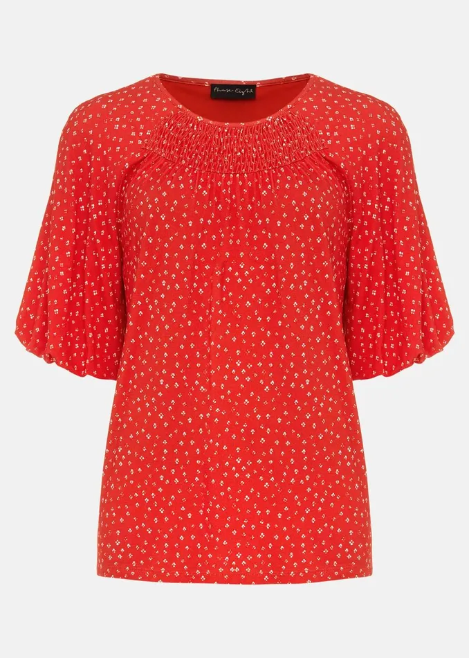 Women Phase Eight Tops and TShirts Mia Ditsy Print Top Red