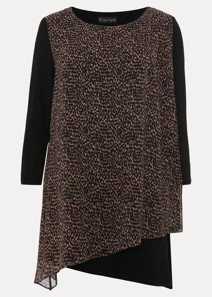 Women Phase Eight Tops and TShirts Mika Printed Penele Top Blackcamel