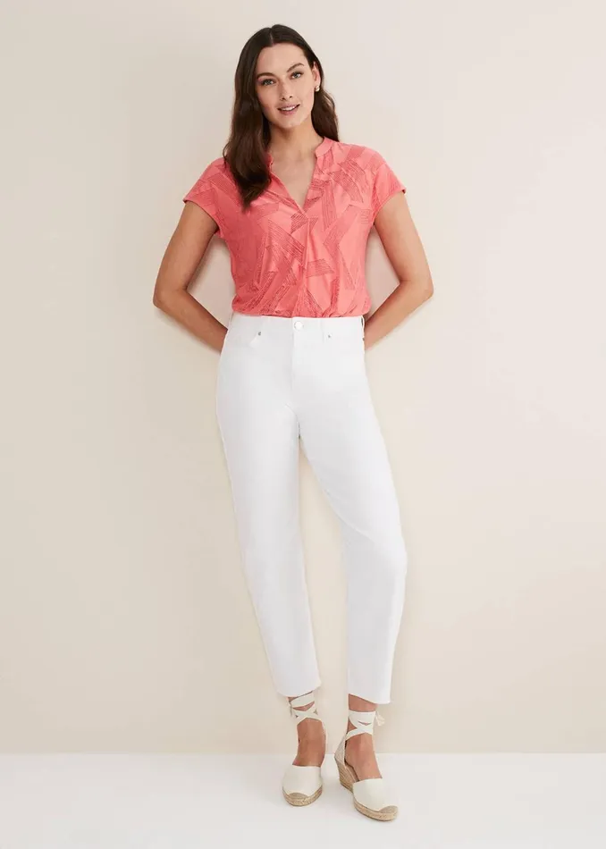 Women Phase Eight Tops and TShirts Mylah Burnout Abstract Top Apricot