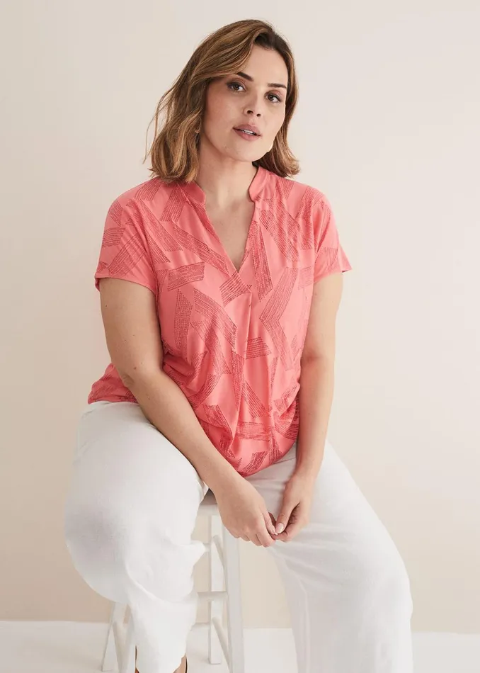 Women Phase Eight Tops and TShirts Mylah Burnout Abstract Top Apricot