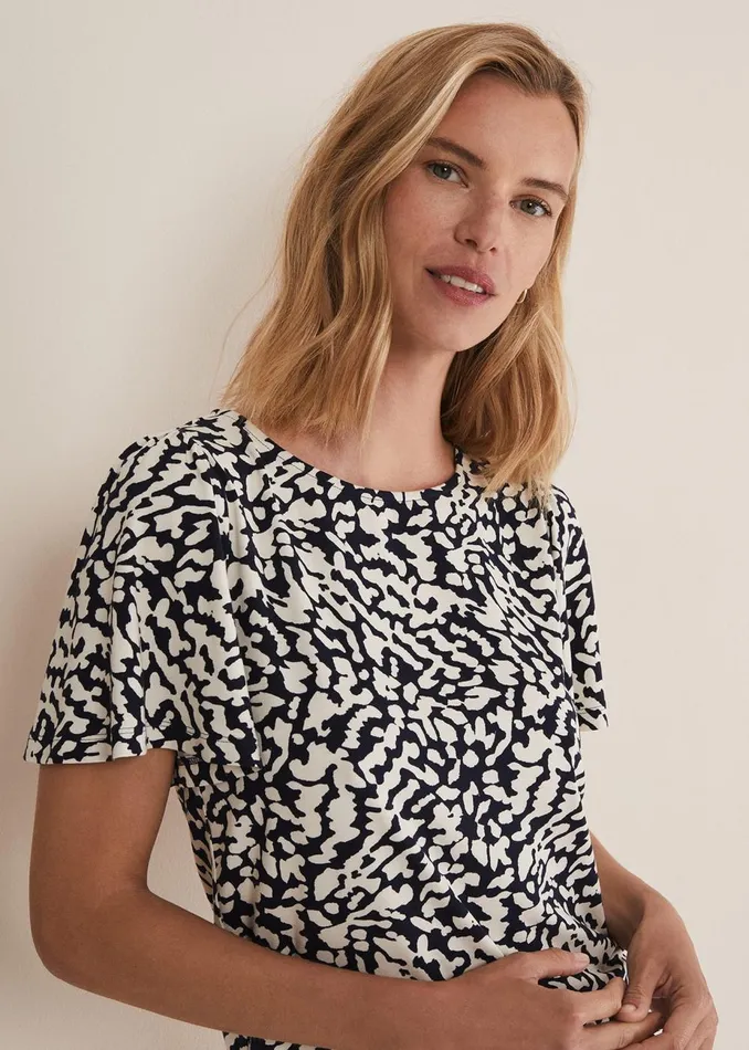 Women Phase Eight Tops and TShirts Nayana Jersey Abstract Top Washed Black