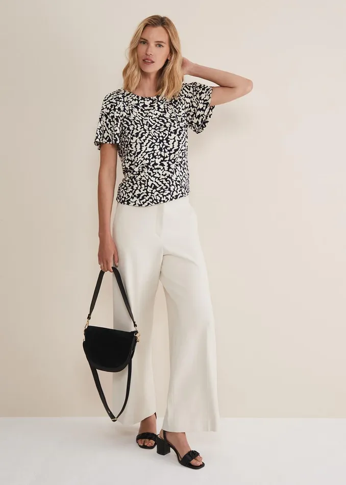 Women Phase Eight Tops and TShirts Nayana Jersey Abstract Top Washed Black