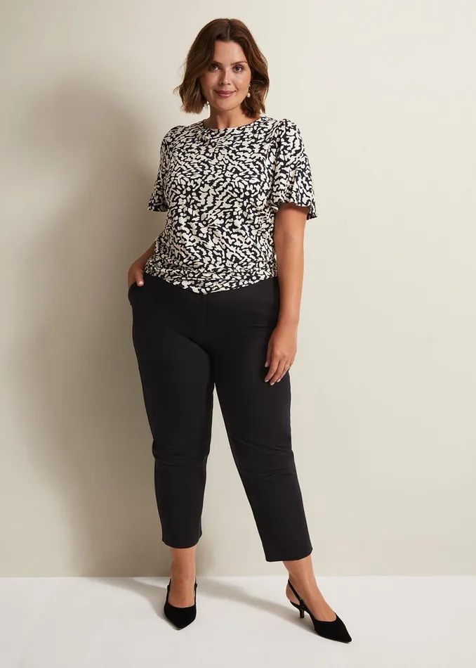 Women Phase Eight Tops and TShirts Nayana Jersey Abstract Top Washed Black