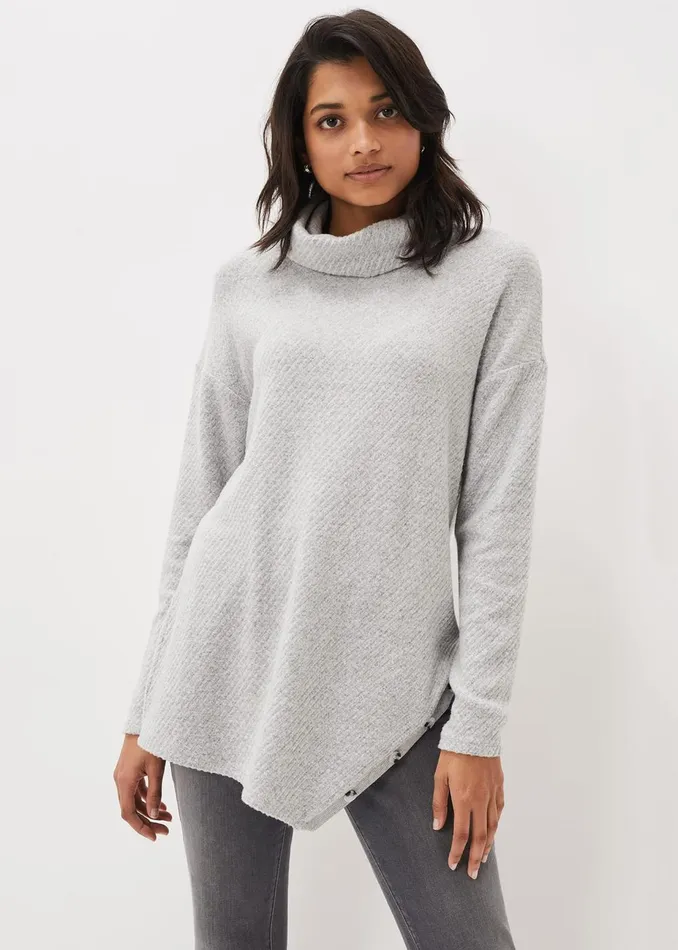 Women Phase Eight Tops and TShirts Nico Asymmetric Textured Jersey Top Grey