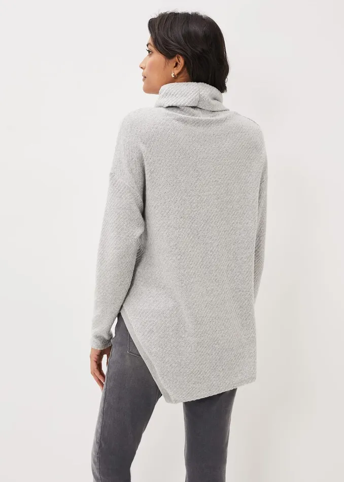 Women Phase Eight Tops and TShirts Nico Asymmetric Textured Jersey Top Grey