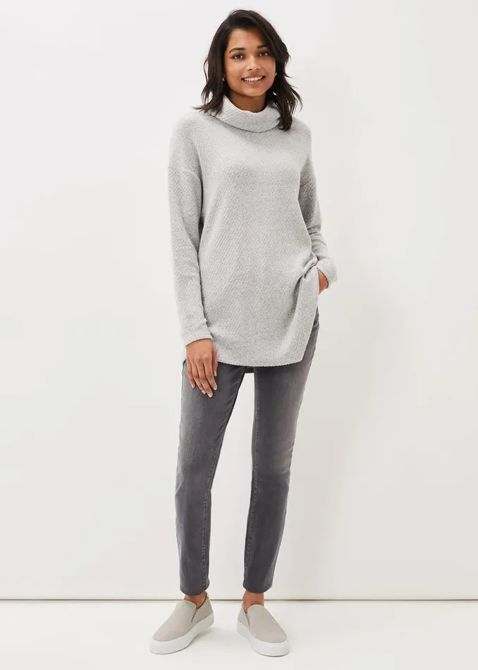 Women Phase Eight Tops and TShirts Nico Asymmetric Textured Jersey Top Grey