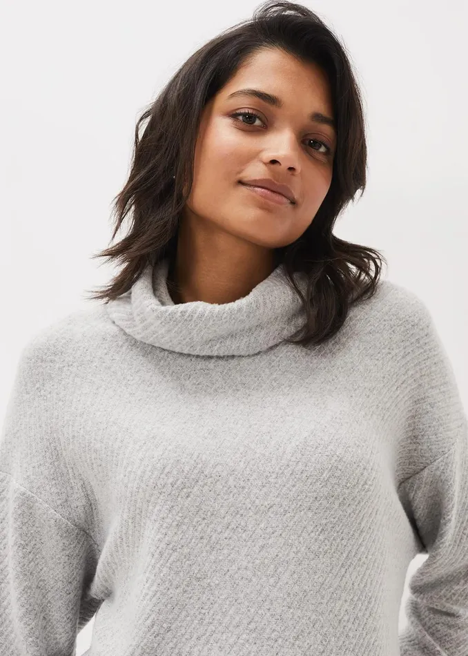 Women Phase Eight Tops and TShirts Nico Asymmetric Textured Jersey Top Grey
