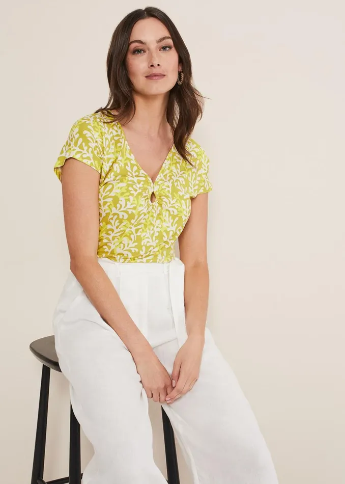 Women Phase Eight Tops and TShirts Rena Keyhole Top Yellow