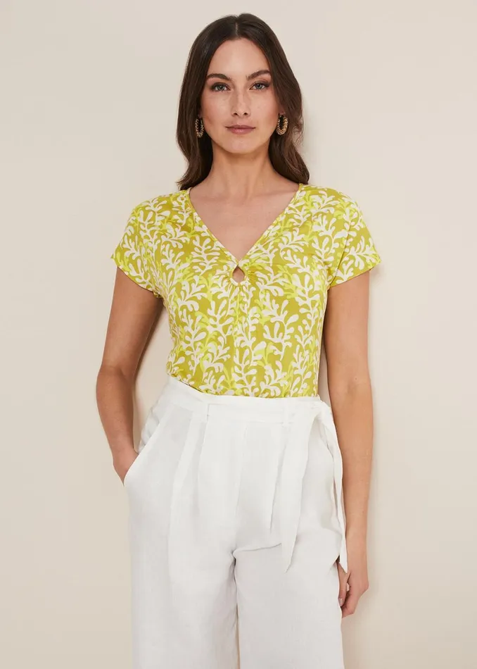 Women Phase Eight Tops and TShirts Rena Keyhole Top Yellow