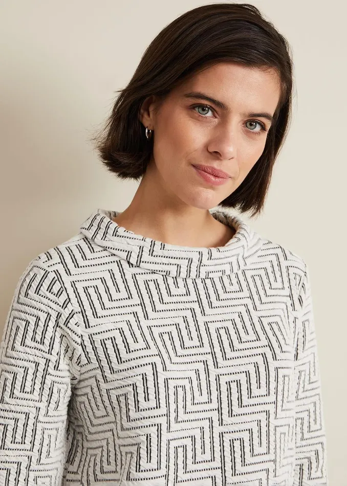 Women Phase Eight Tops and TShirts Rena Textured Top Ivoryblack