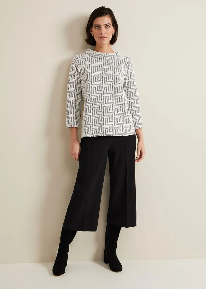 Women Phase Eight Tops and TShirts Rena Textured Top Ivoryblack