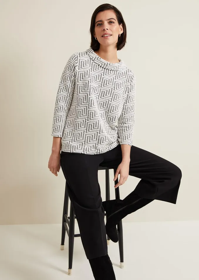Women Phase Eight Tops and TShirts Rena Textured Top Ivoryblack